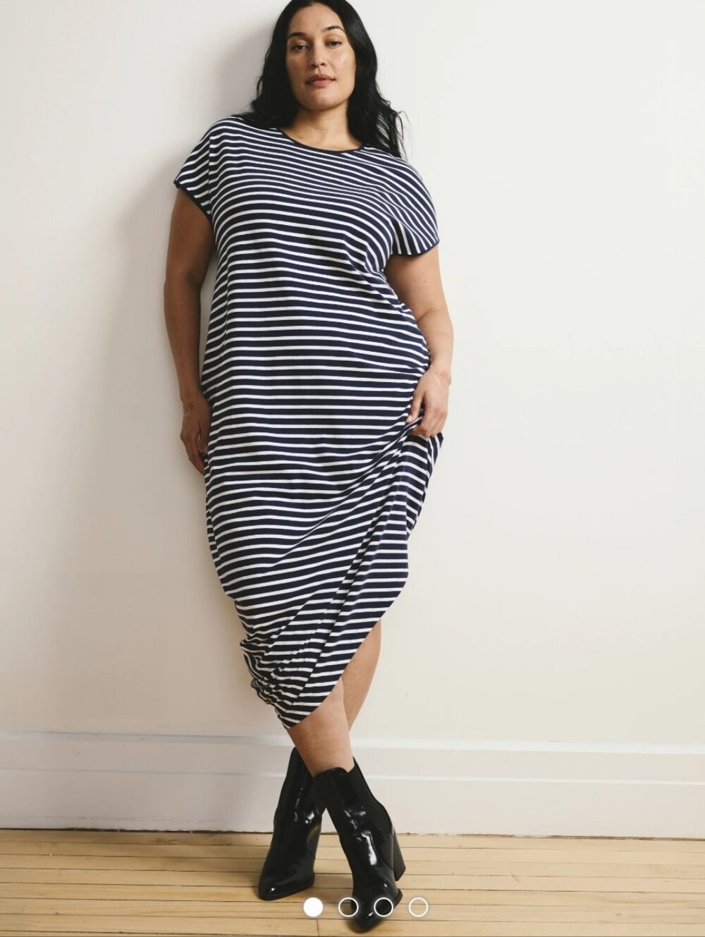 NWT Universal Standard Pima Cotton Iconic Geneva Dress Navy White Stripe 3X - Picture 7 of 16
